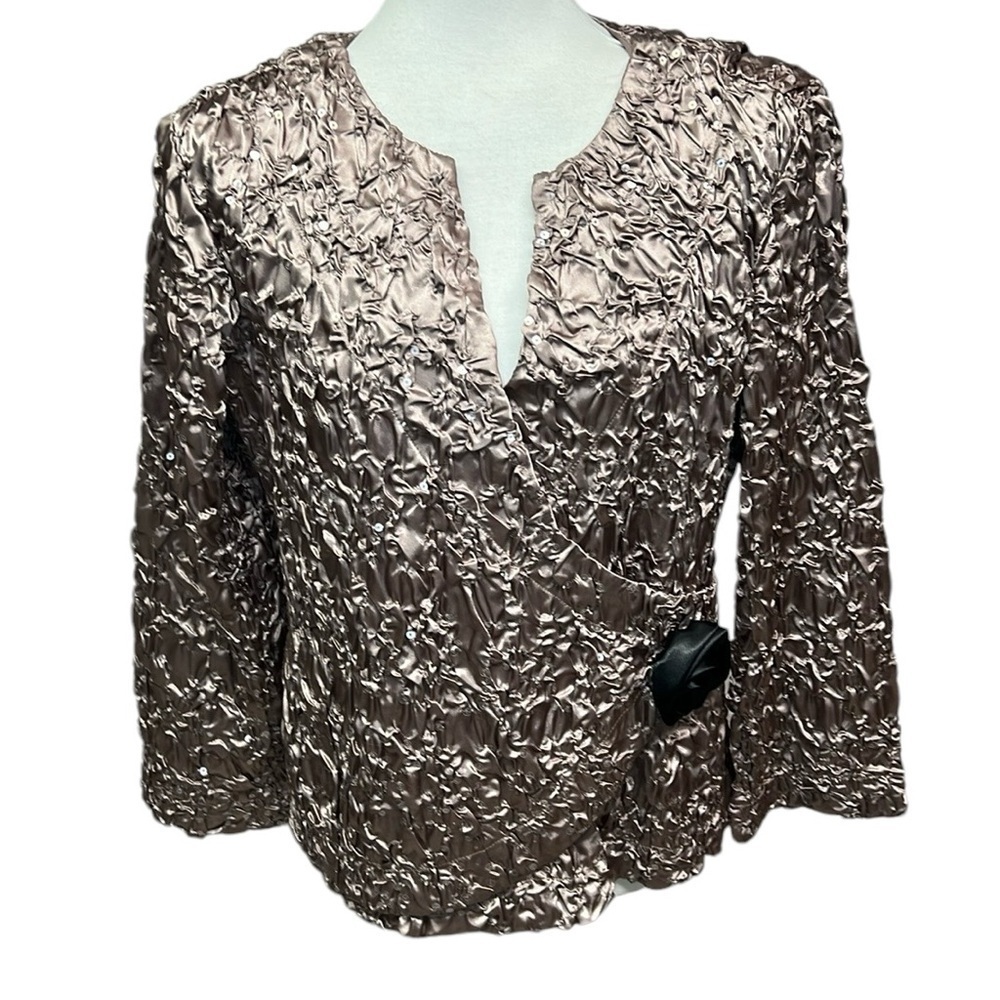 Cachet Crinkled Sequin Blouse